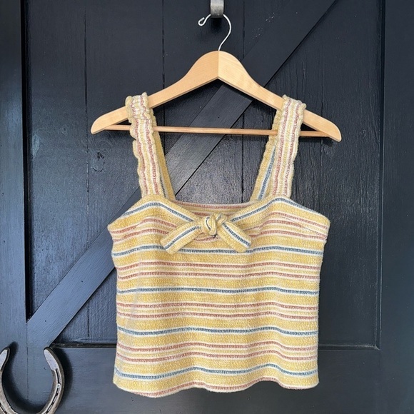 Madewell Texture & Thread Tie-Front Boho Tank Top in Smithfield Stripe Sz M - Picture 5 of 11